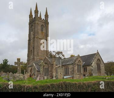 The 14th century St Pancras Church, known as 'Cathedral in the Moors’, in the heart of Dartmoor at Widecombe in the Moor, Dartmoor, Devon, England, UK Stock Photo