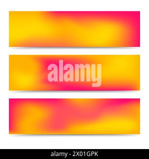 Smooth abstract blurred gradient orange banners set. Abstract Creative multicolored background. Vector illustration Stock Vector
