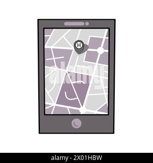 Mobile phone with city map. Vector illustration Stock Vector