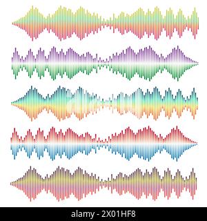Sound waves vector set. Audio equalizer. Sound & audio waves isolated on white background. Stock Vector