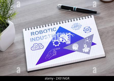 Robotic industry concept drawn on a notepad Stock Photo