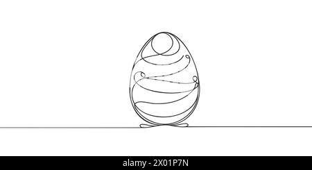 continuous line drawing easter egg illustration vector isolated. Stock Vector