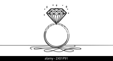 Diamond continuous one line art drawing of design vector illustration ...