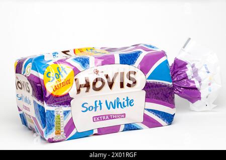 Extra Thick Full Soft White Loaf Sliced from Hovis Stock Photo