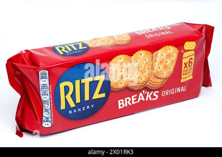Packet of Ritz Bakery Breaks Original Crackers in Six Portion Packs Stock Photo