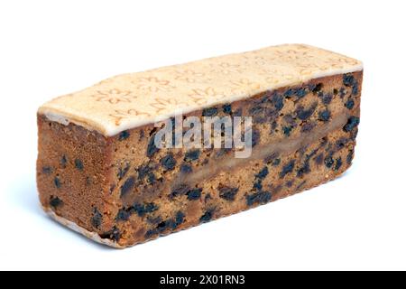 Marks and Spencer Easter Simnel Cake on a White Background Stock Photo