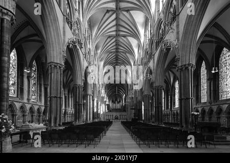 The Nave in Lincoln cathedral, Lincoln City, Lincolnshire County, England, UK Stock Photo