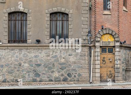 Detail of Villa Diatto, seat of the funicular railway built in 1900 to connect the centre with the thermal baths, Saint Vincent, Aosta Valley, Italy Stock Photo