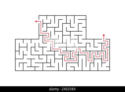 Vector illustration. Puzzle game. Rectangular labyrinth with entrance and exit. Stock Vector