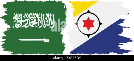 Bonaire and Saudi Arabia grunge flags connection, vector Stock Vector