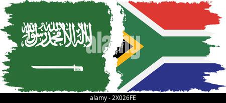 South Africa and Saudi Arabia grunge flags connection, vector Stock Vector