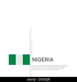 Nigeria flag background. State patriotic nigerian banner, cover. Document template with nigeria flag on white background. National poster. Business Stock Vector