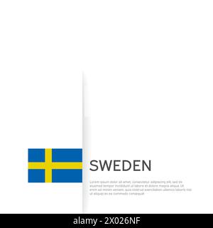 Sweden flag background. State patriotic swedish banner, cover. Document template, sweden flag on white background. National poster. Business booklet Stock Vector
