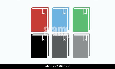 Books Icon Set. Vector isolated different color book illustration set Stock Vector