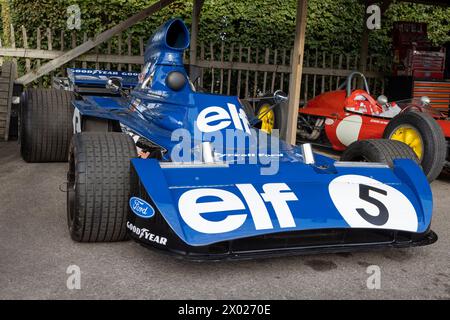 Jackie Stewart's 1973 Tyrrell Cosworth 006 at the 2023 Goodwood Revival meeting, Sussex, UK. Stock Photo
