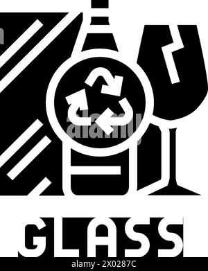 glass recycling waste sorting glyph icon vector illustration Stock Vector