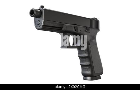 semi-automatic pistol isolated on a white background, 3d render Stock Photo