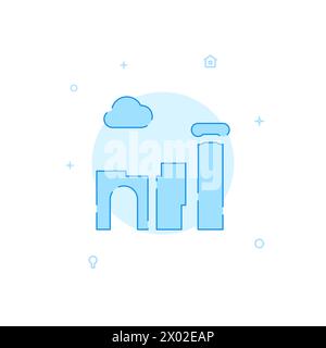 Antique ruins vector icon. Flat illustration. Filled line style. Blue monochrome design. Editable stroke. Adjust line weight. Stock Vector