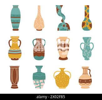 Decorative porcelain interior pottery collection with pattern Stock Vector