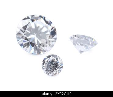 Different beautiful shiny diamonds isolated on white Stock Photo - Alamy