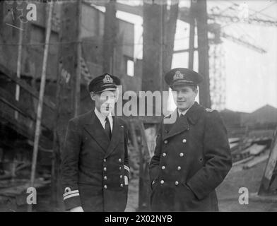 THIRD SEA LORD'S DAUGHTER LAUNCHES A SUBMARINE. 29 MARCH 1945, AT THE ...