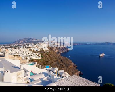 Cityscape of Fira, Santorini (Thira) Island, Cyclades, Greek Islands, Greece, Europe Stock Photo