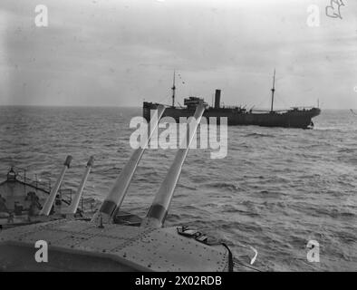 SCENES ON BOARD A DESTROYER. 1940. - Destroyers silhouetted in line ...