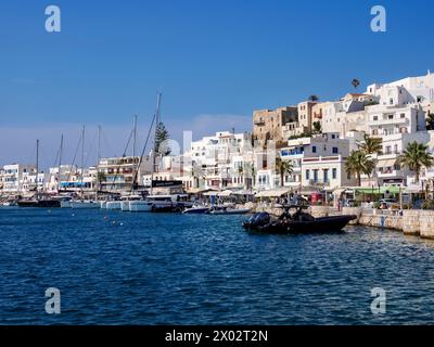 Waterfront of Chora, Naxos City, Naxos Island, Cyclades, Greek Islands, Greece, Europe Stock Photo