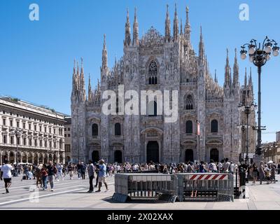 The Piazza del Duomo (Cathedral Square), the main city square dominated by Milan Cathedral (Duomo), Milan, Lombardy, Italy, Europe Stock Photo