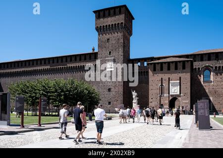 View of Castello Sforzesco (Sforza's Castle), a medieval fortification dating back to the 15th century, now housing museums and art collections, Milan Stock Photo