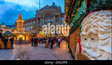 View of Christmas Market stalls in Victoria Square, Birmingham, West Midlands, England, United Kingdom, Europe Stock Photo