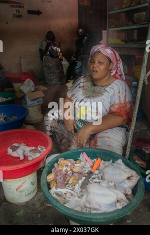 Female trader, main market, Stone Town, Zanzibar, Tanzania Stock Photo