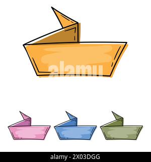 Bright vector illustration text block. Origami banner. Design element for a website, advertisement, post, app Stock Vector