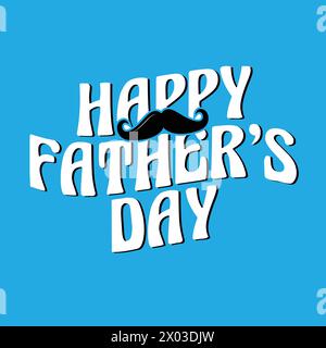 Happy fathers day text vector illustration. Hand drawn lettering for celebrating father's day holiday. Fathers day greeting card, social media Stock Vector