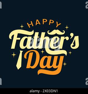 Happy father's day colorful typography vector illustration with mustache, tie,hearts and star elements. Best dad text for t shirt quote. Fathers day Stock Vector