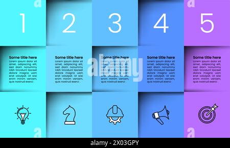 Infographic template with icons and 5 options or steps. Can be used for workflow layout, diagram, banner, webdesign. Vector illustration Stock Vector