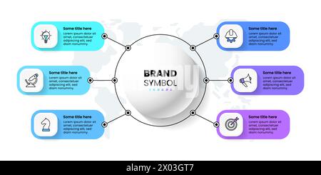 Infographic template with icons and 6 options or steps. Circle. Can be used for workflow layout, diagram, banner, webdesign. Vector illustration Stock Vector