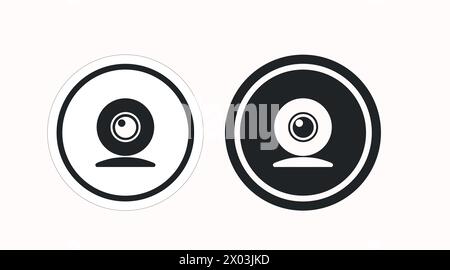 Security Camera Icon Set. Vector isolated rounded illustration set of a security camera Stock Vector