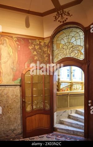 Interior of the Hannon house, Art Nouveau masterpiece, designed for the couple Marie Debard and Édouard Hannon by architect Jules Brunfaut, Brussels Stock Photo