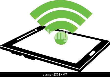 vector mobile phone green symbol wi-fi Stock Vector