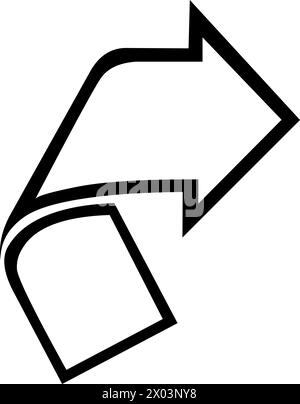 vector black and white icon curve arrow Stock Vector