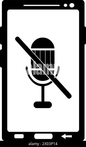 vector black and white icon microphone inactive cellphone Stock Vector