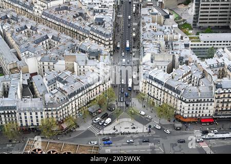 Paris, France. 09th Apr, 2024. © PHOTOPQR/OUEST FRANCE/Franck Dubray ; Paris ; 09/04/2024 ; Vue aerienne de la ville de Paris depuis la tour Montparnasse Immobilier rue de Rennes (Photo Franck Dubray) - Aerial view of the city of Paris April 2024 Credit: MAXPPP/Alamy Live News Stock Photo