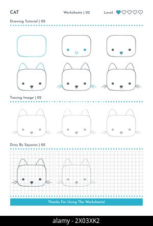 How to Draw Doodle Animal Dog, Cartoon Character Step by Step Drawing Tutorial. Activity Worksheets For Kids Stock Vector
