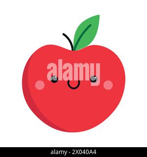 Cute cartoon smiling apple character. Childish style. Fruit icon. Vector illustration Stock Vector