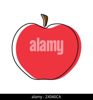 Hand drawn doodle apple on white background. Fruit outline. Vector illustration Stock Vector