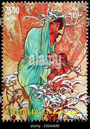 Image by Alfons Mucha on somali postage stamp Stock Photo