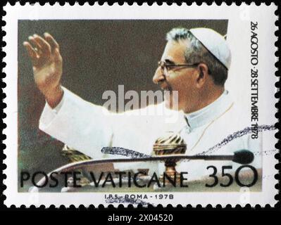 Pope John Paul I on vatican postage stamp Stock Photo