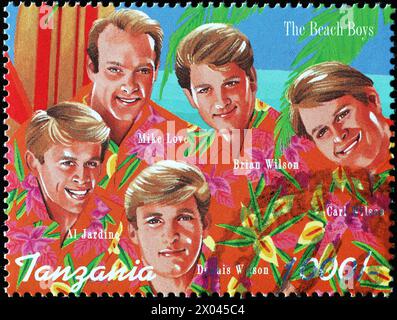 The Beach Boys on postage stamp from Tanzania Stock Photo