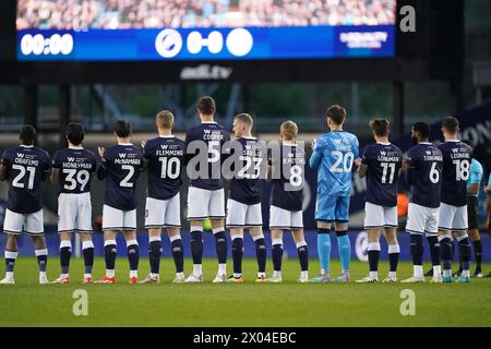 London, UK. 09th Apr, 2024. The Millwall players before the Millwall FC v Leicester City FC sky bet EFL Championship match at The Den, London, England, United Kingdom on 9 April 2024 Credit: Every Second Media/Alamy Live News Stock Photo
